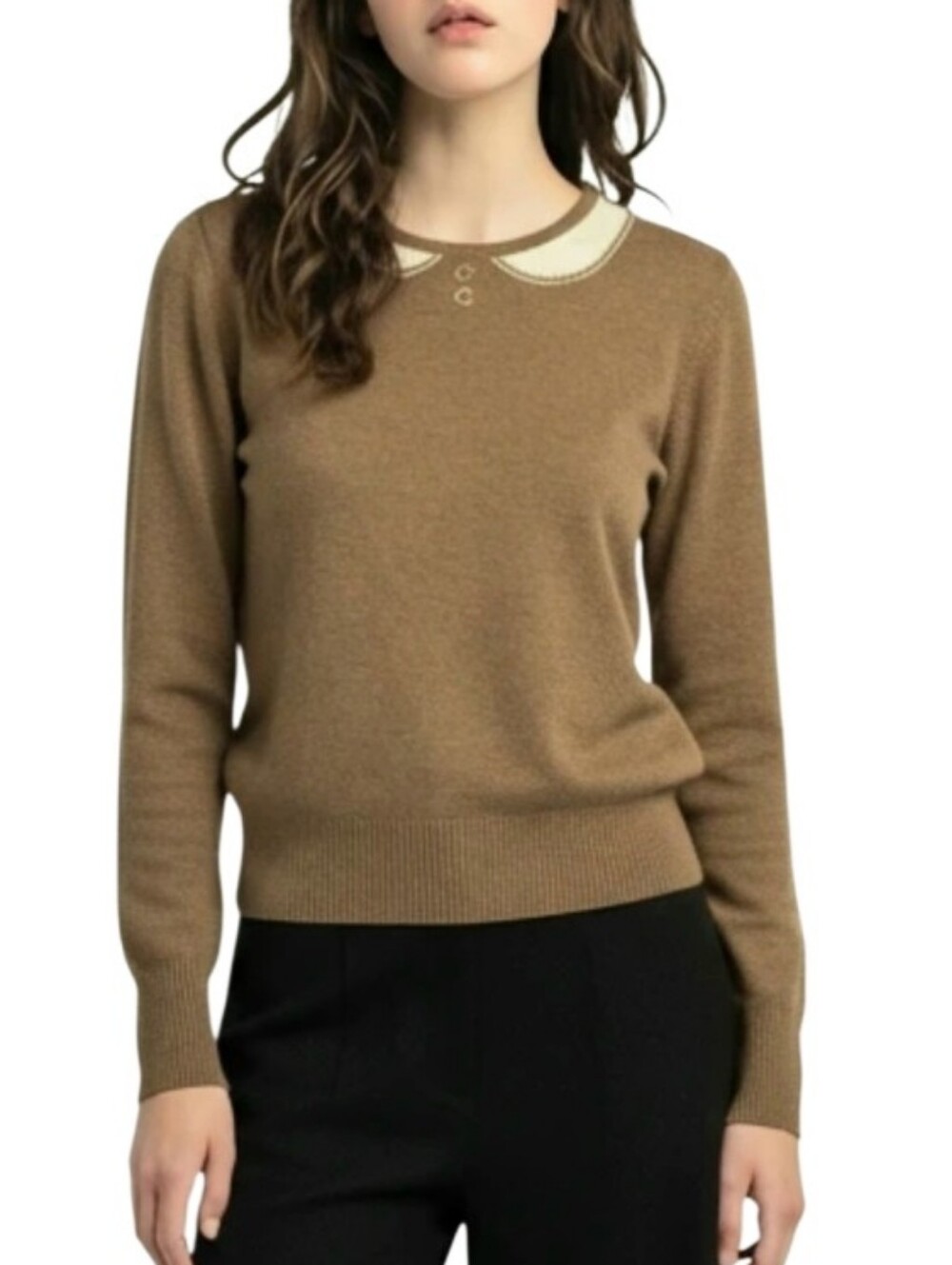 Sandro Cashmere Wool Blend Collar Sweater
